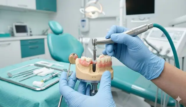 Impianto dentale in titanio con corona
